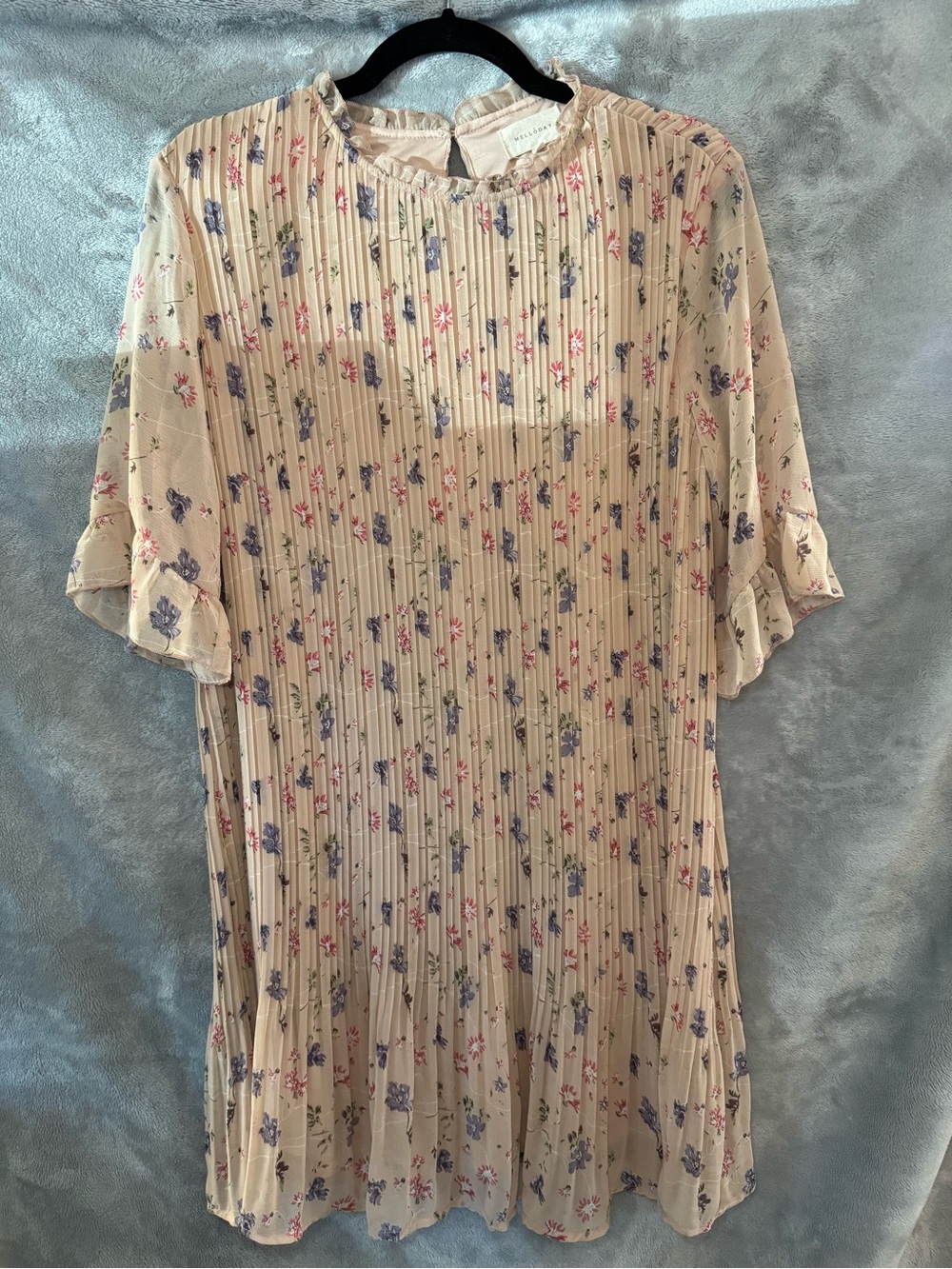MELLODAY Cream Floral Pleated Midi Dress